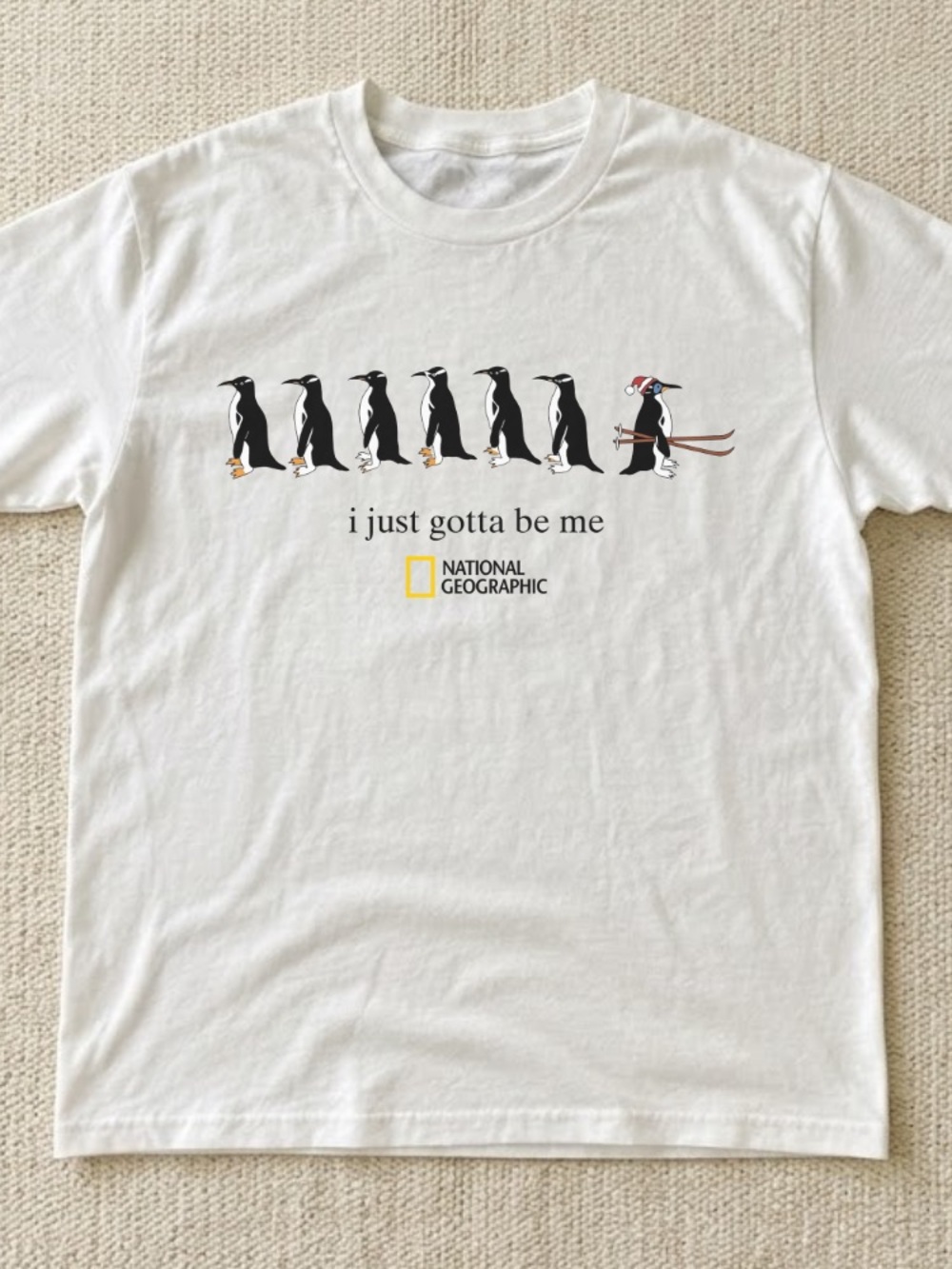 National Geographic White 'I Just Gotta Be Me' Penguin Graphic Tee
